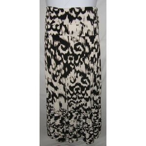 Black Print Sz XXL Casual or Dress Stretchy Jersey Knit Maxi Skirt CURATIONS